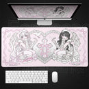 Anime Kawaii Girls PC Gaming Mouse Pad Pink Best Friend Computer Office Accessories Large Gamer Non-slip Keyboard Expansion Pads