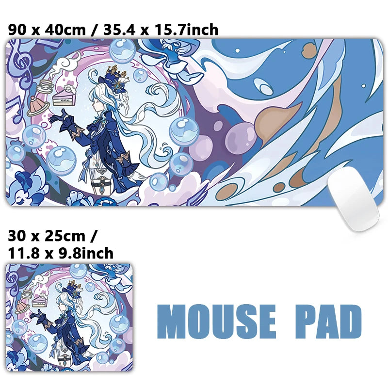 Anime Game Furina Neuvillette Mavuika Wanderer Raiden XXL Large Genshin Impact Mouse Pad Non-slip Keyboard Desk Mat Mousepad