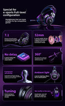 Acer OHW303 Headsets Gamer 7.1 Stereo Virtual Surround Bass Earphone Gaming Headphone with Mic LED Light for Computer PC Gamer