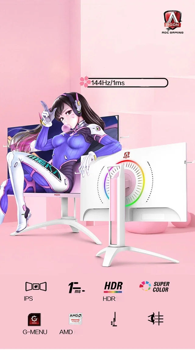 AOC AG273FXR 27-inch display 144HZ 1MS IPS gaming display HDR10 vertical lifting rotation for Most Computer