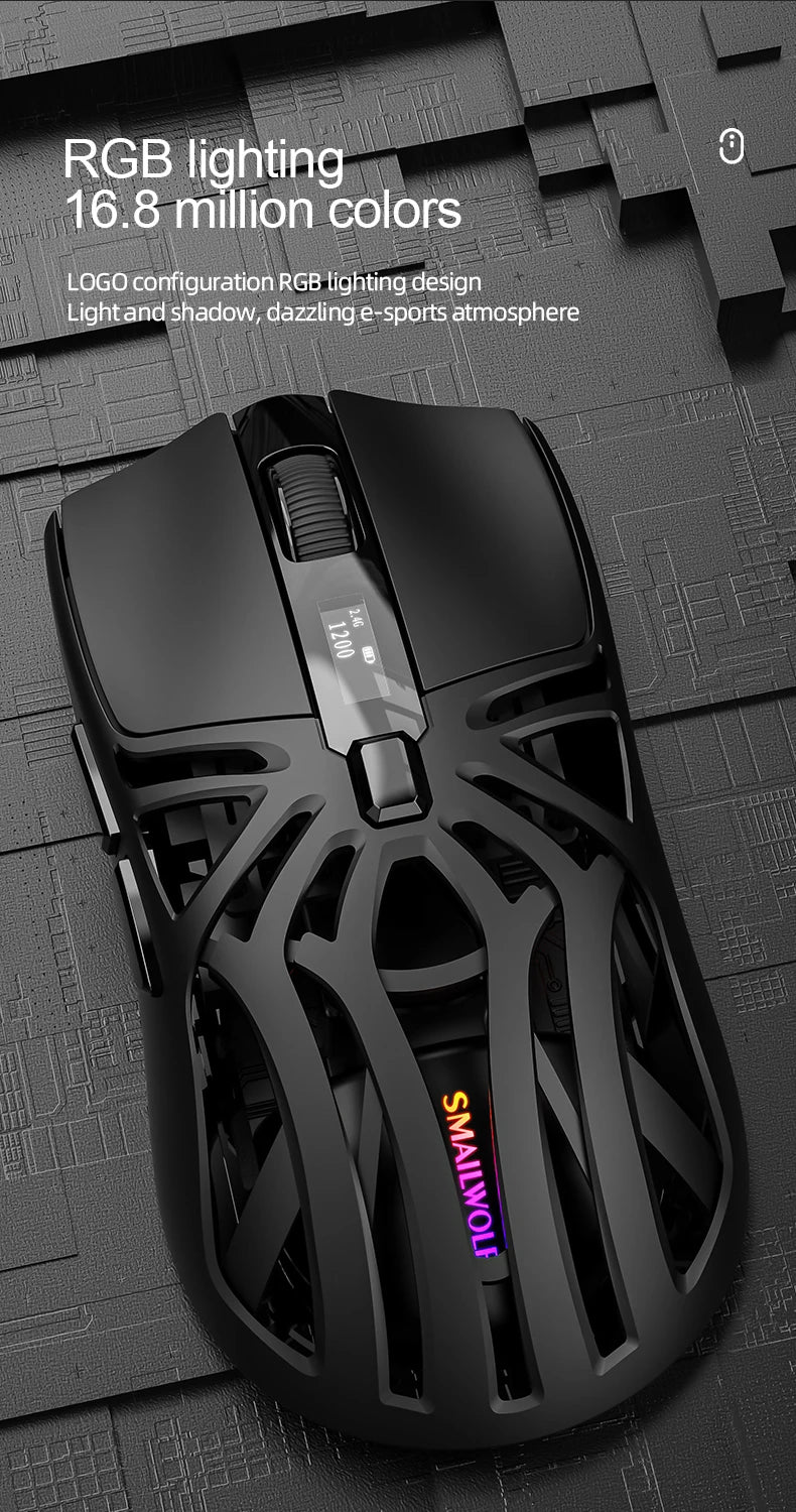 SmailWolf RS8 Bluetooth wireless 2.4g gaming mouse triple-mode lightweight e-sports gaming 1K return rate 10000DPI computer