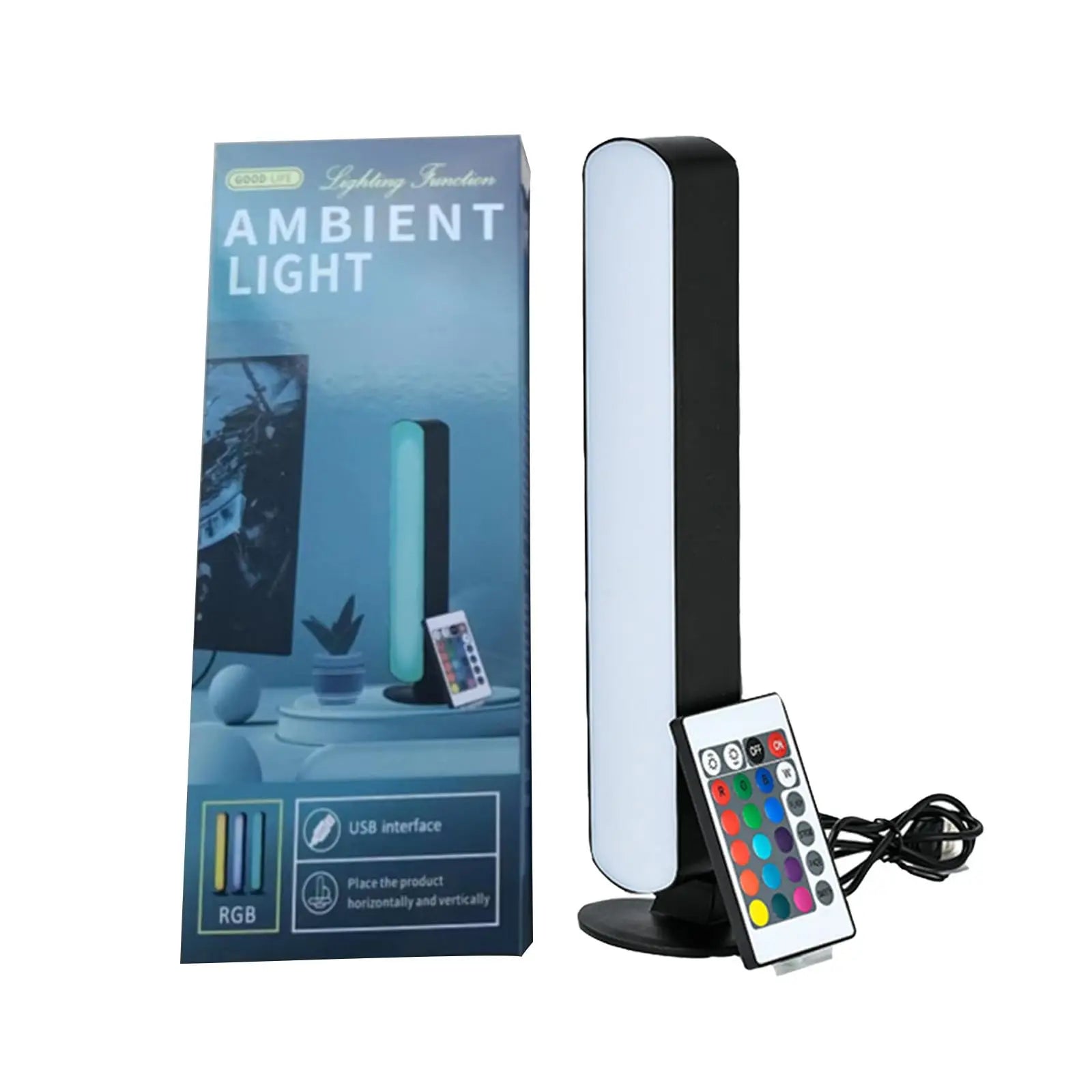 RGB 16 Colors Ambient Light with Remote 1/2 Packs Smart LED Table Lamp for Room Gaming TV and Desktop Party Decoration Light Bar