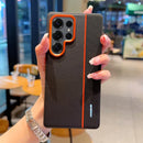 Colorful Faux Leather Red Lens Ring Raised Protective Lens Case For Samsung S25 Edge S25 Ultra Galaxy S24 + Camera Protect Cover