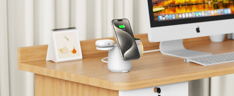 SwanScout 707M Magnetic Charging Station for iPhone 16 15 14 13 Wireless Charger Stand for AirPods 4 for Apple Watch 10-2 Ultra