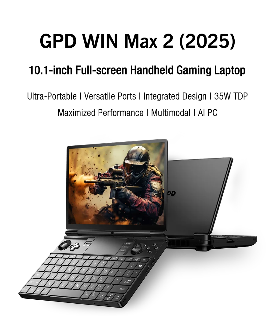 GPD WIN Max 2 2025 10.1 Inch AMD AI 9 HX 370/8840U Windows11 Gaming PC Laptop Notebook Portable Game Computer 64GB RAM 2TB Nvme