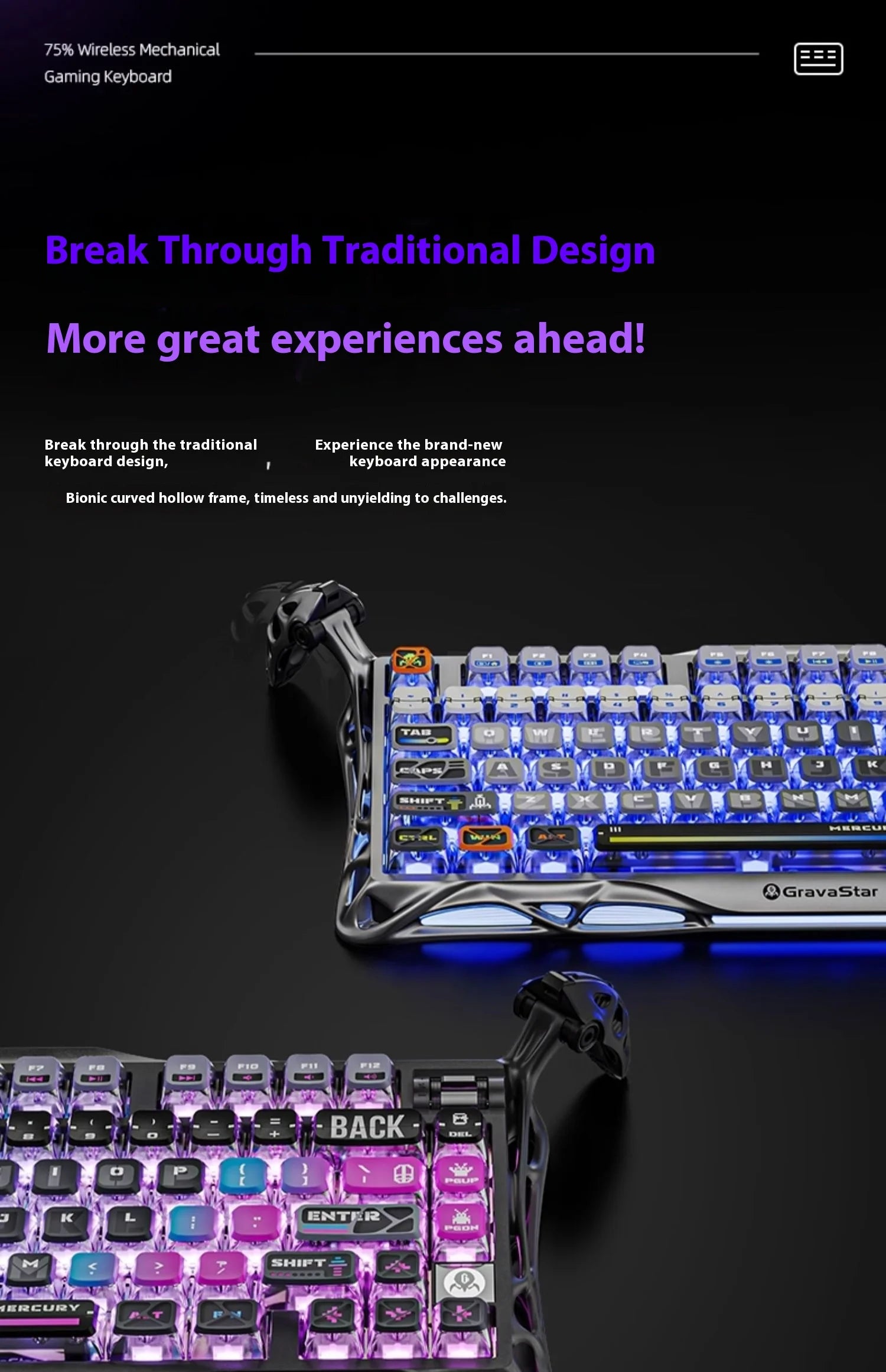 Gravastar 75k1pro Mechanical Keyboard Wireless Gaming Esports Professionali Keyboard Aluminum Customization Computer Peripherals