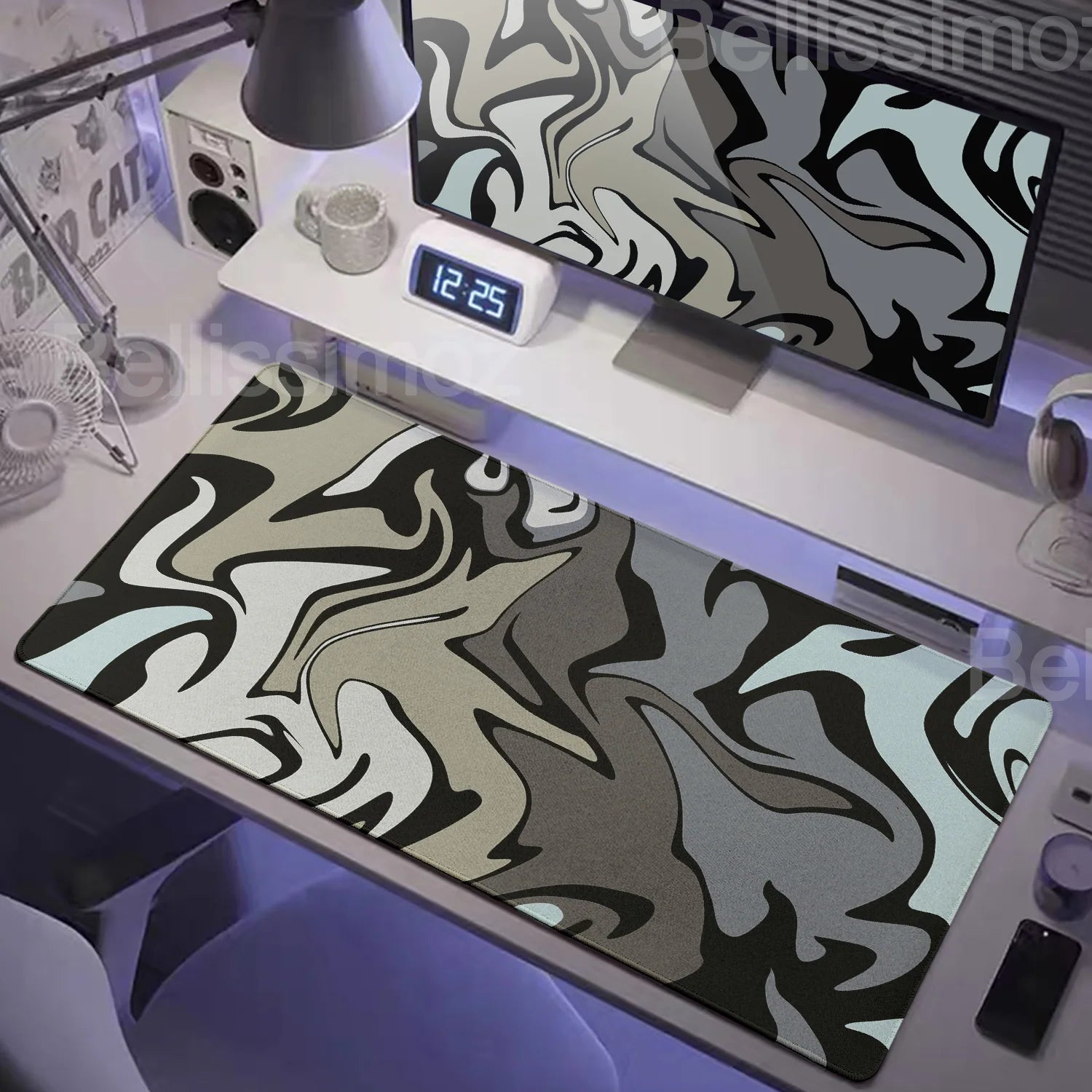 Strata Liquid Mousepad Large Gaming Keyboard Extended Pads Purple and Black Mouse Mat Topographic Mouse Pad PC cabinet Deskmat