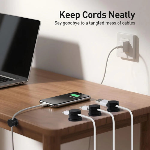 6PCS Magnetic Cable Clips Cable Smooth Adjustable Cord Holder Cable Organizer Holder Under Desk Cable Management