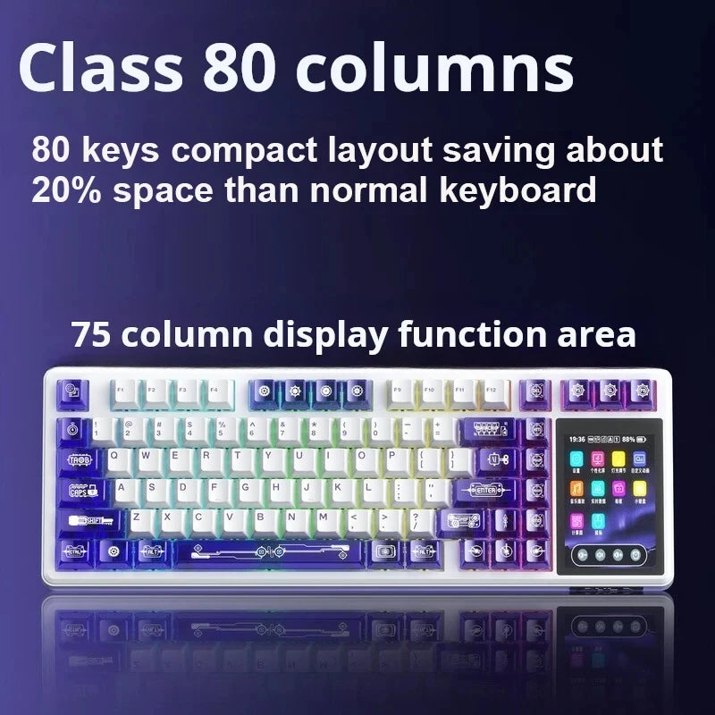 AULA L99 Mechanical Keyboard Intelligent Screen Wireless Bluetooth Gasket Structure Gaming Keyboard RGB  Lighting Night Vision