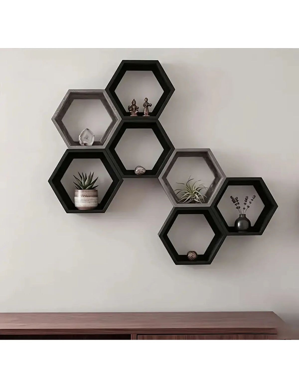 3PCS Hexagonal Suspended Storage Rack Nordic Wall Hanging Rack Living Room Entrance Creative Geometric Storage Decoration Rack