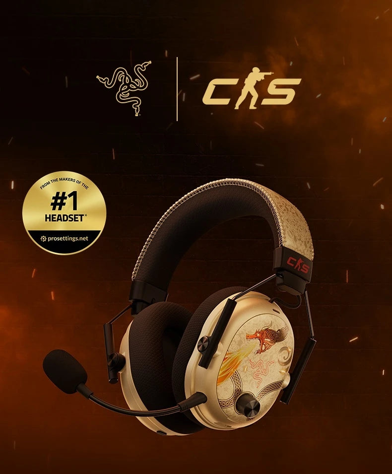 Razer BlackShark V3 Pro&CS2 Co-Branded Bluetooth Wireless Gaming Headphone Active Noise Cancellation with Detachable Microphone