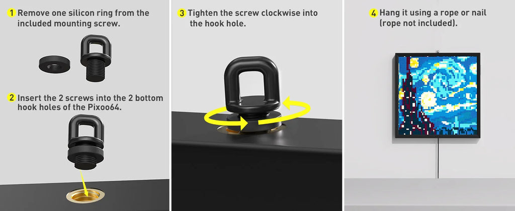 Divoom Pixoo 64 WiFi Pixel Art Display WiFi Cloud Digital Frame with APP Control,64 X 64 LED Panel  for Gaming Room Decoration