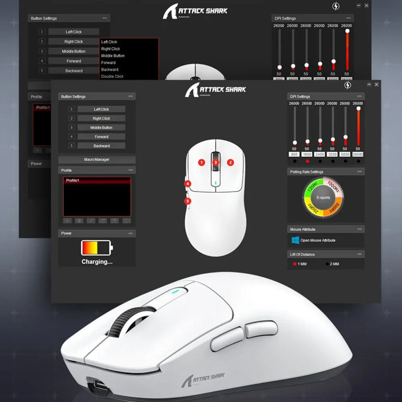 Attack Shark X3 PixArt PAW3395 Bluetooth Mouse 2.4G Tri-Mode Connection, 26000dpi, 650IPS,Lightweight Macro Gaming Mouse