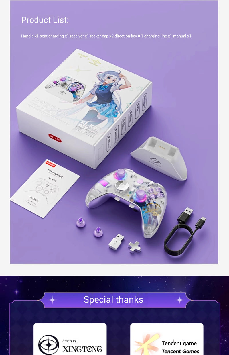 AOLION K20 Wireless Gaming Controllers TMR Joystick Replaceable Magnetic Shell Gamepads Custom For PC NS2 Steam Gamer Gfits