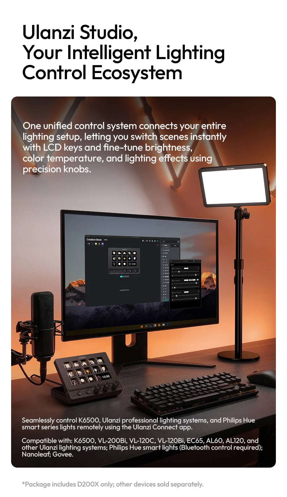 Ulanzi D200X All-in-One Creative Deck Studio Controller for Video/Photo Editing 8-in-1 Docking Station with Audio Jack 4K HDMI
