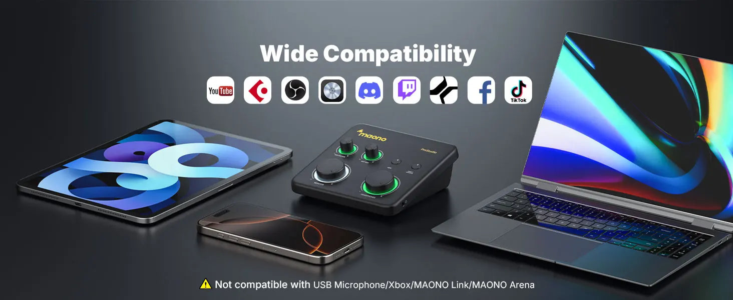 MAONO PS22 Lite USB Audio Interface for PC XLR Input Portable Recording Streaming Equipment Sound Card for Music Guitar DAW