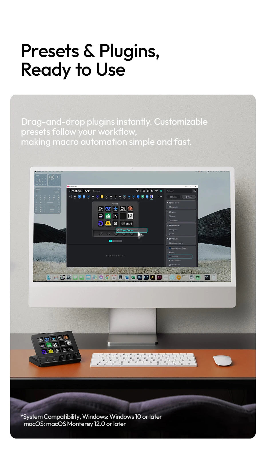 Ulanzi D200X All-in-One Creative Deck Studio Controller for Video/Photo Editing 8-in-1 Docking Station with Audio Jack 4K HDMI