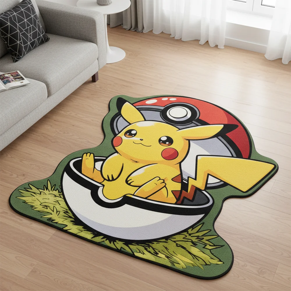 Area Rug  Anime Pikachu Charizard Squirtle Bulbasaur Gengar Mewtwo Pokémon Super Cool Handmade Printed Carpet for Home Decor
