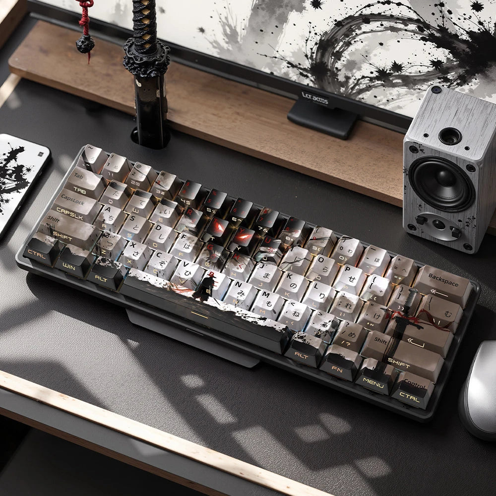 129 Keys Swordsman 5 Sides Dye Sub PBT Keycap Cherry Profile Side Printed Shine Through Keycaps for MX Switches Gaming Keyboard