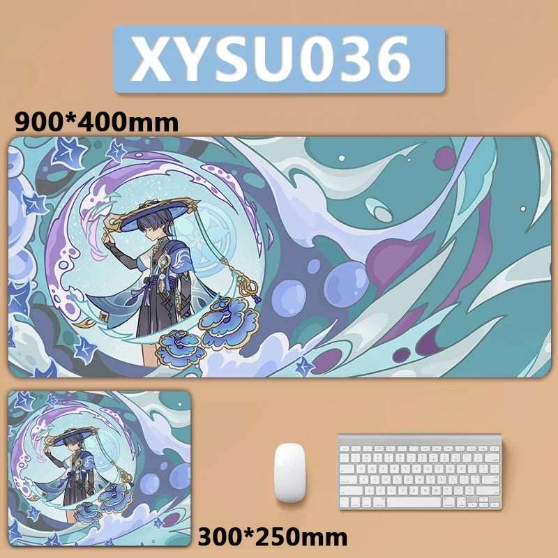 Anime Game Furina Neuvillette Mavuika Wanderer Raiden XXL Large Genshin Impact Mouse Pad Non-slip Keyboard Desk Mat Mousepad