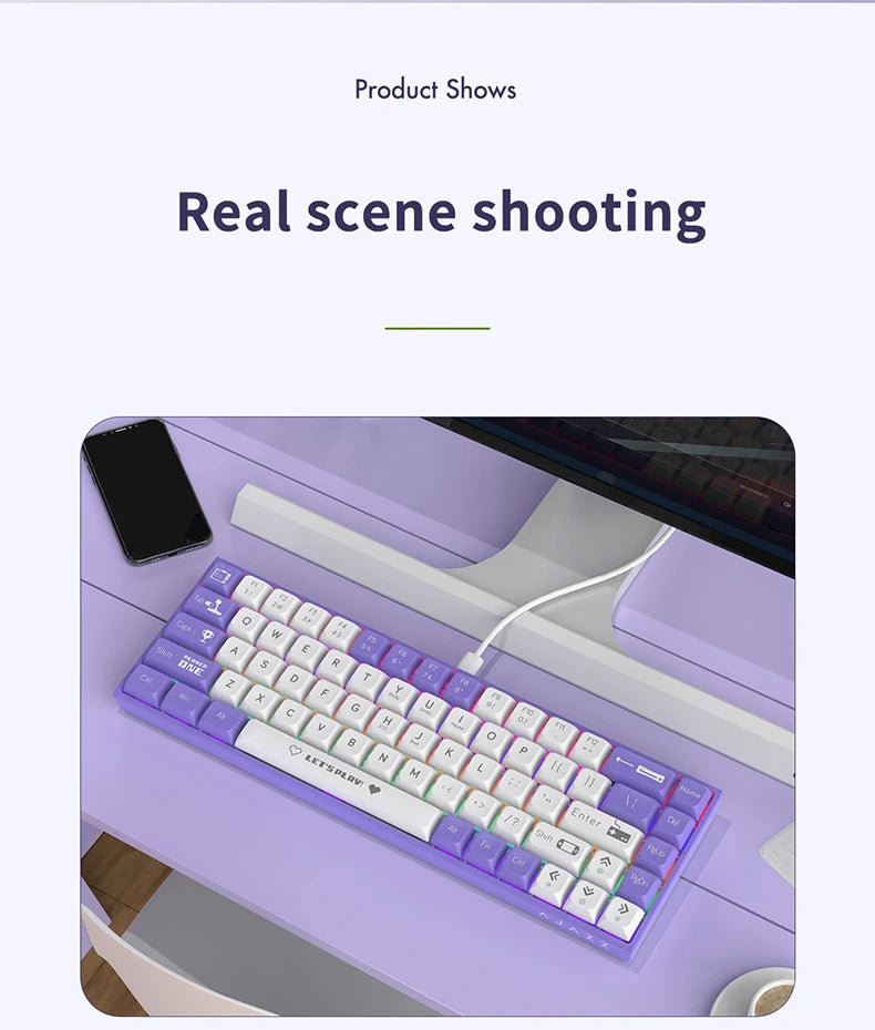 AJAZZ AK680 Gaming Mechanical Keyboard ABS Keycap 68 Keys Wired Wireless Bluetooth Keyboard Hot Swap Custom Gasket for Pc Laptop