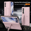 Wristband Holder Hinge Phone Case For Samsung Galaxy Z Fold 7 6 5 4 3 With Pen Slot & S Pen Screen Protector Film Protect Cover