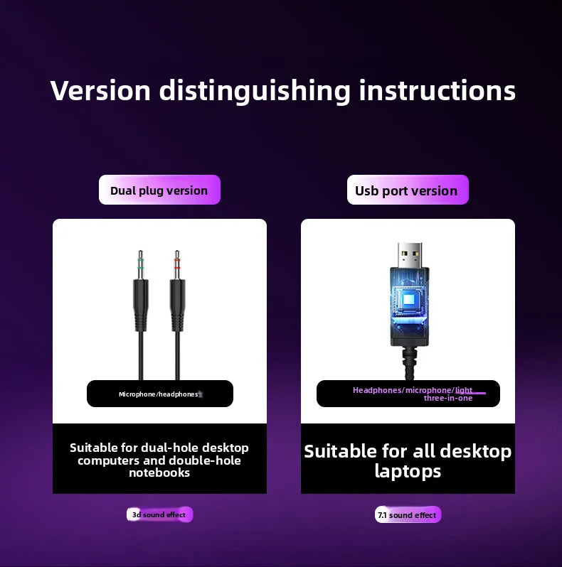 Acer OHW303 Headsets Gamer 7.1 Stereo Virtual Surround Bass Earphone Gaming Headphone with Mic LED Light for Computer PC Gamer