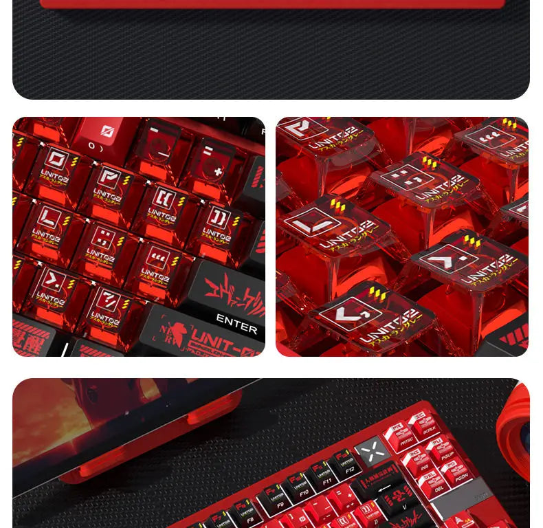 Anime Keycap Set PBT Five-sided Sublimation Ergonomic Original Height Asuka Langley Soryu Mechanical Keyboard Translucent Keycap