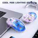 A2 Transparent Wireless Gaming Mouse, BT 5.0/2.4G PC Rechargeable RGB Mice with Digital Screen,PixArt 3212, 5 Adjustable DPI