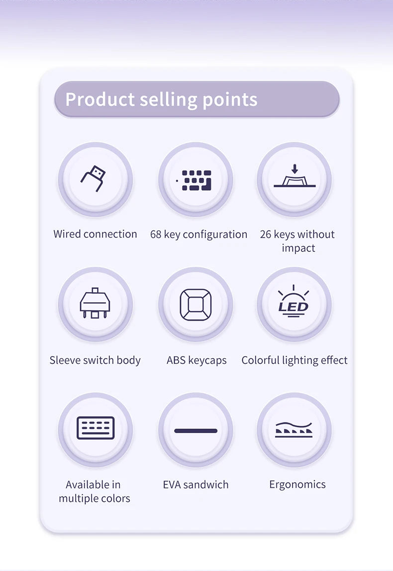 AJAZZ AK680 Gaming Mechanical Keyboard ABS Keycap 68 Keys Wired Wireless Bluetooth Keyboard Hot Swap Custom Gasket for Pc Laptop