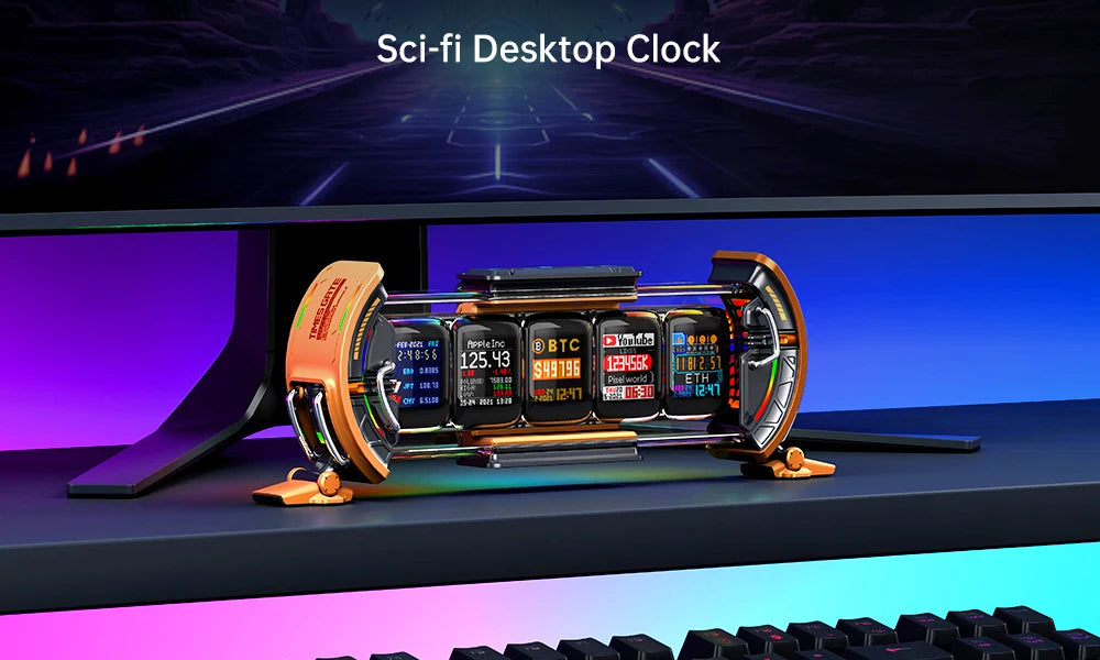 Divoom Times Gate Gaming Room Setup Digital Clock with Smart APP Control, WiFi Connect, RGB LED Display, Office Decor Cyberpunk