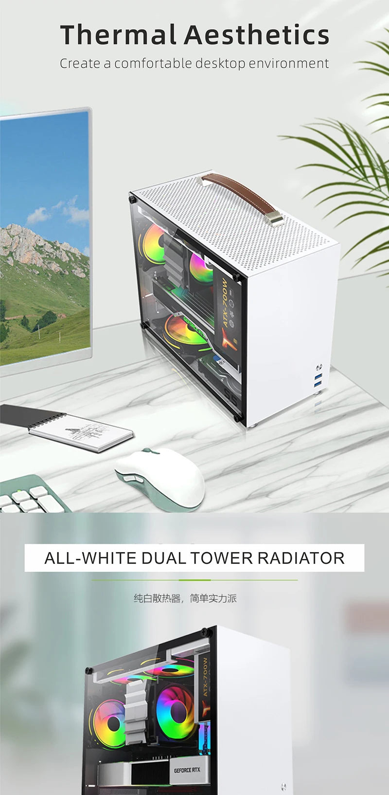 Z135 All White CPU Cooler With 6 HeatPipes Support 1700/1200/115x/AM4 Efficient 4Pin PWM ARGB Fan Quiet Ventilador Radiator