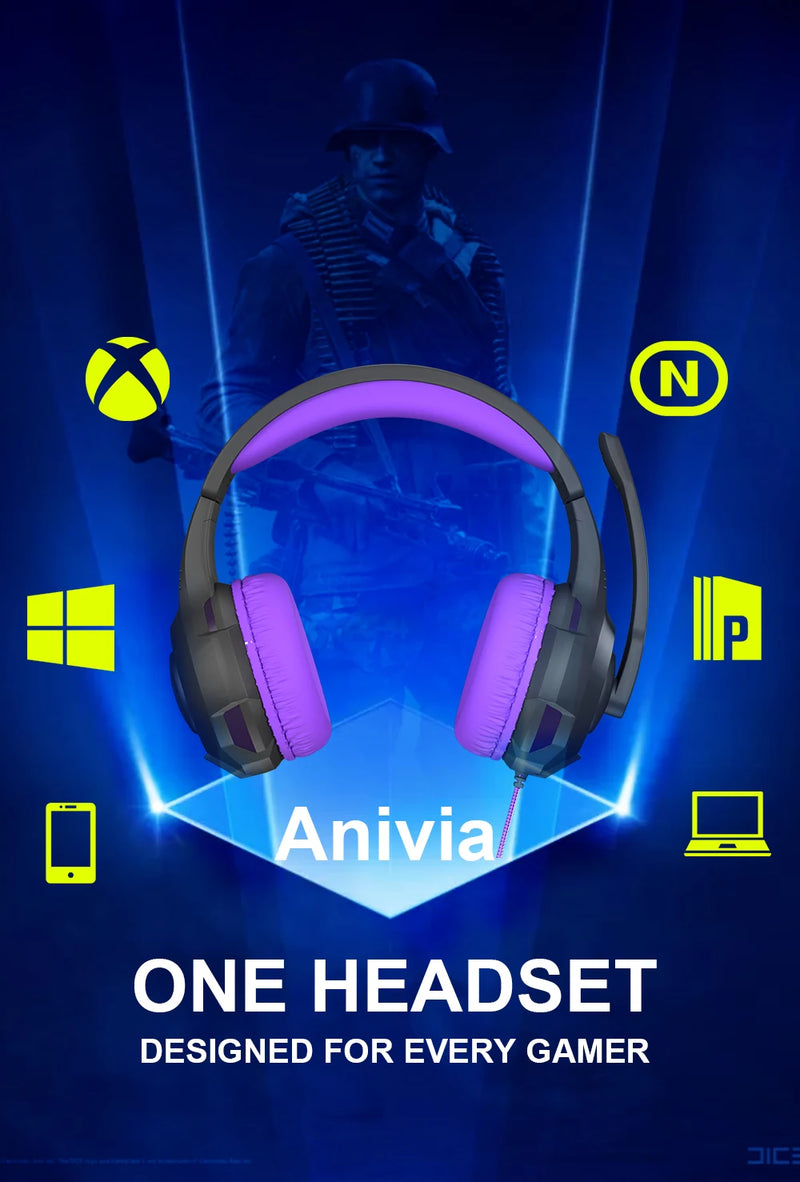 Wired Gaming Headset with Mic Noise Isolating Over-Ear, PC/PS4/PS5/Xbox Compatible, Volume Control, 3.5mm Audio Jack