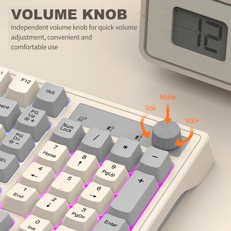 Dual Bluetooth Mechanical Keyboard Dual Modes BT5.0 2.4G Wireless Keyboard RGB Backlight Gaming Keyboard For  PC Laptop Tablet