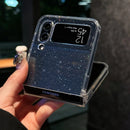 Transparent Glitter Magnetic Phone Cover For Samsung Z Flip7 5 Wireless Charge Cases For Galaxy Z Flip 6 flip4 zflip3 Bling Case