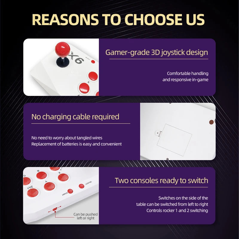 VILCORN M8 Game Stick 4K Arcade Video Game Console for MAME PS1 9 Emulator with Double Arcade Joysitck 41000 Games Retro Machine