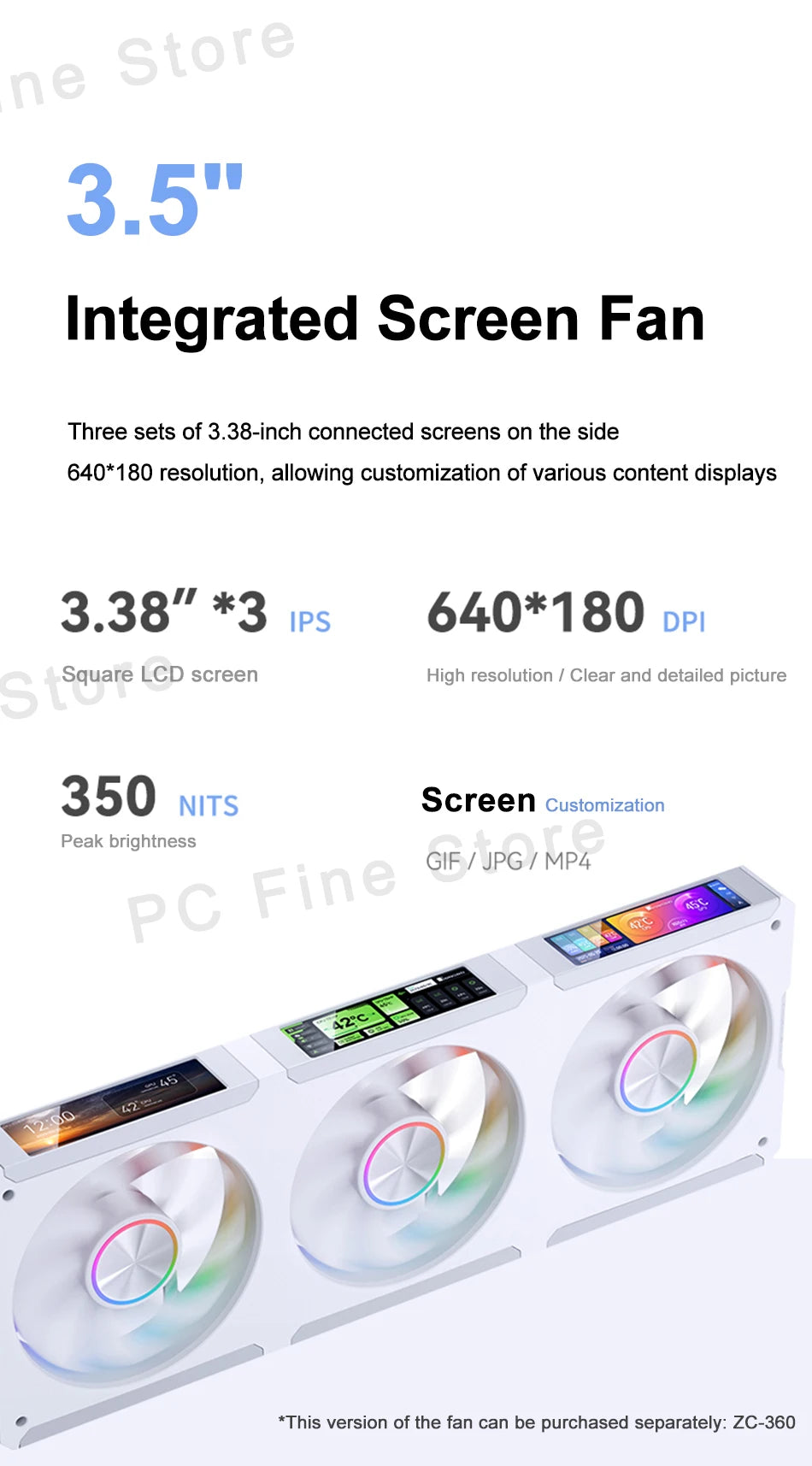 Jonsbo TF3-360SCW Water Cooled Radiator Screen Display ARGB Integrated 360 AIO CPU Liquid Cooling TF3-360SC LGA115X 1700 AM4AM5