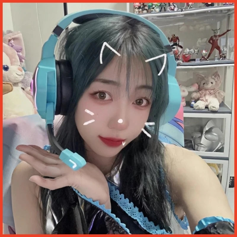 NEW Moeyu Hatsune Miku Esports Heart Series Anime Esports Headset Mechanic Surround Sound Wired Headset Christmas Gift