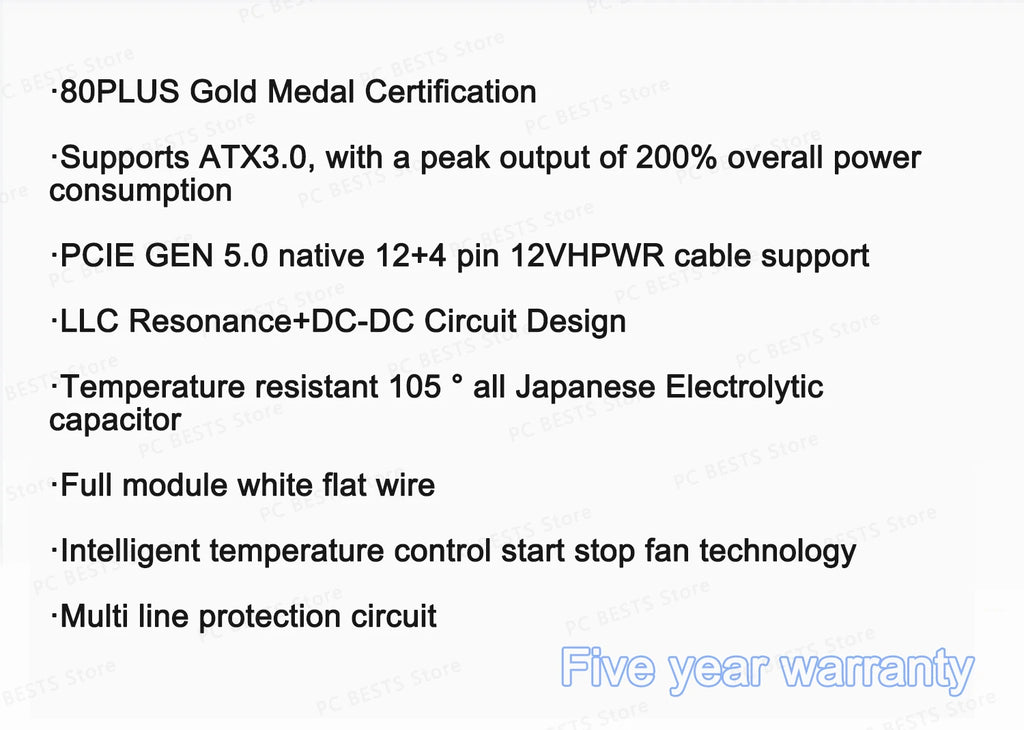 Thermalright TG1000-W Power Supply ATX3.0 650W 750W 850W 1000W 1200W Gold Medal Full-mode Power Supply PCIE5.0