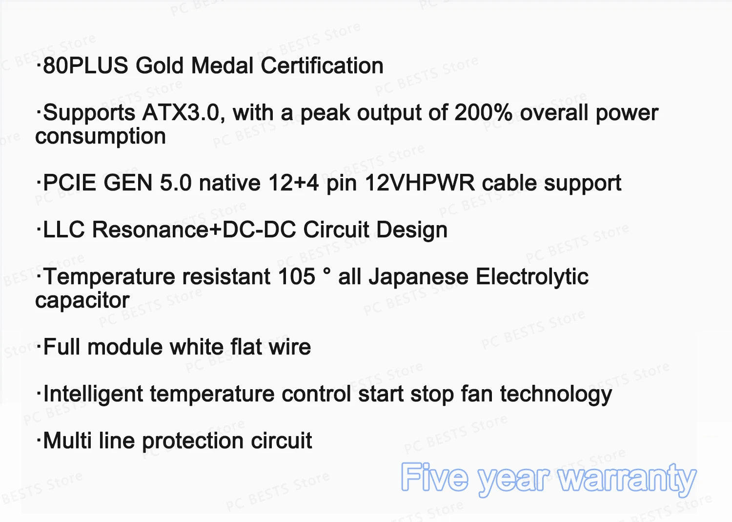 Thermalright TG1000-W Power Supply ATX3.0 650W 750W 850W 1000W 1200W Gold Medal Full-mode Power Supply PCIE5.0