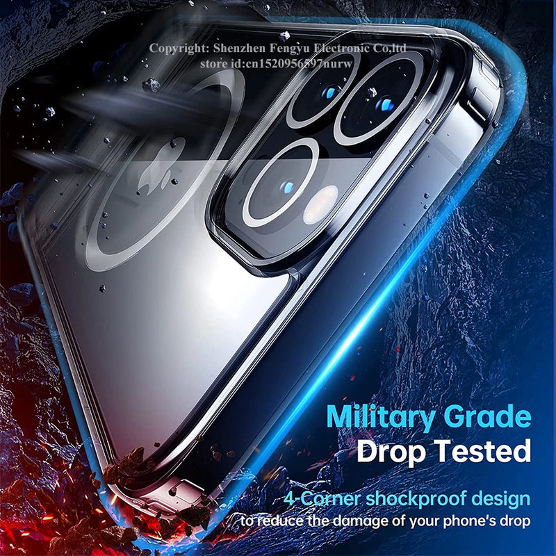 Clear Magnetic Phone Case for iPhone 16 15 14 Pro Max 13 12 11 Mini with Kickstand for MagSafe Wireless Charging Back Cover