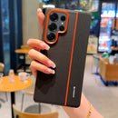 Colorful Faux Leather Red Lens Ring Raised Protective Lens Case For Samsung S25 Edge S25 Ultra Galaxy S24 + Camera Protect Cover