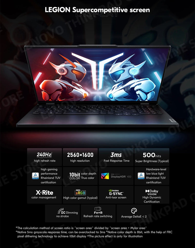 New Lenovo Legion Y9000P Gaming Laptop 13th Intel i9-13900HX/i5-13500HX /32G/1T SSD/NVIDIA RTX 4090/4080 240Hz 16inch Notebook