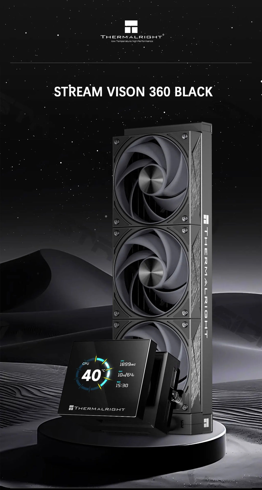 Thermalright STREAM VISION 360 360MM All-in-One Liquid Cooler Magnetic Cold Head Screen 3.5-inch IPS LCD display  Water Cooling