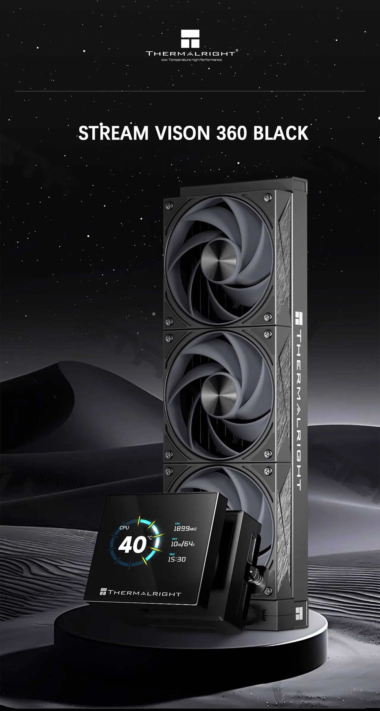 Thermalright STREAM VISION 360 360MM All-in-One Liquid Cooler Magnetic Cold Head Screen 3.5-inch IPS LCD display  Water Cooling