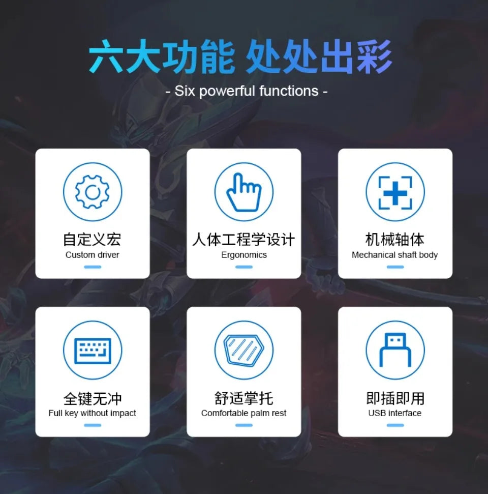 MiFuny Professional FPS Gaming Wired Mechanical One-Handed Keyboard and Mouse Set with RGB Backlit for PUBG CSGO Keyboard Kit