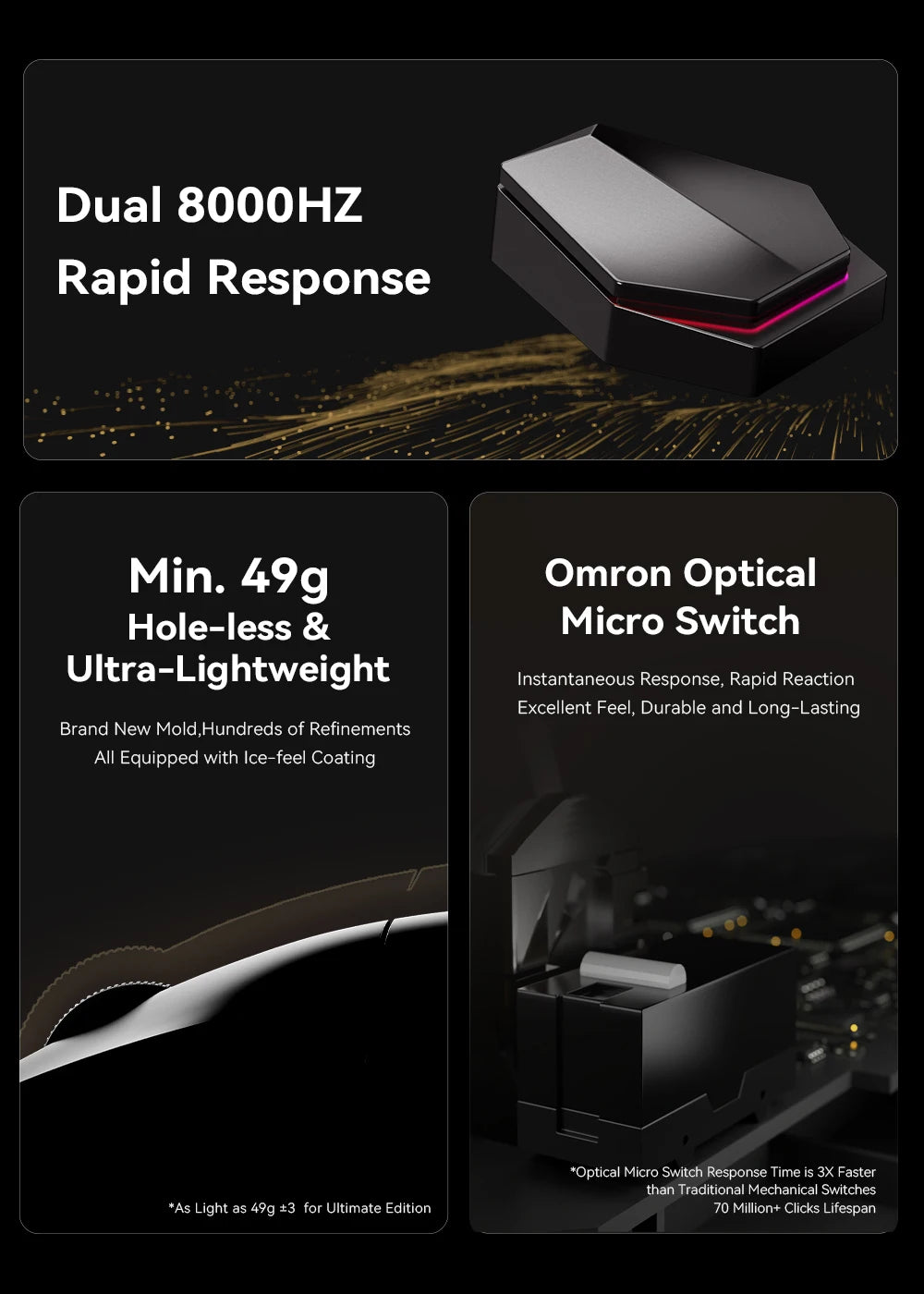 ATK Blazing Sky X1 Mouse Gamer Wireless 3Mode 8K Low Latency Lightweight FPS Liekong E-sports Gaming Mouse Custom Pc Accessories