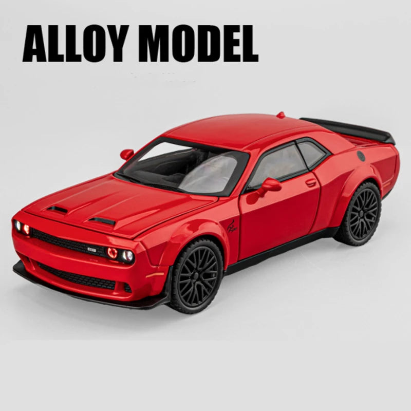 1:32 Dodge Challenger SRT Alloy Musle Car Model Diecasts Metal Sports Car Model Simulation Sound Light Collection Kids Toys Gift