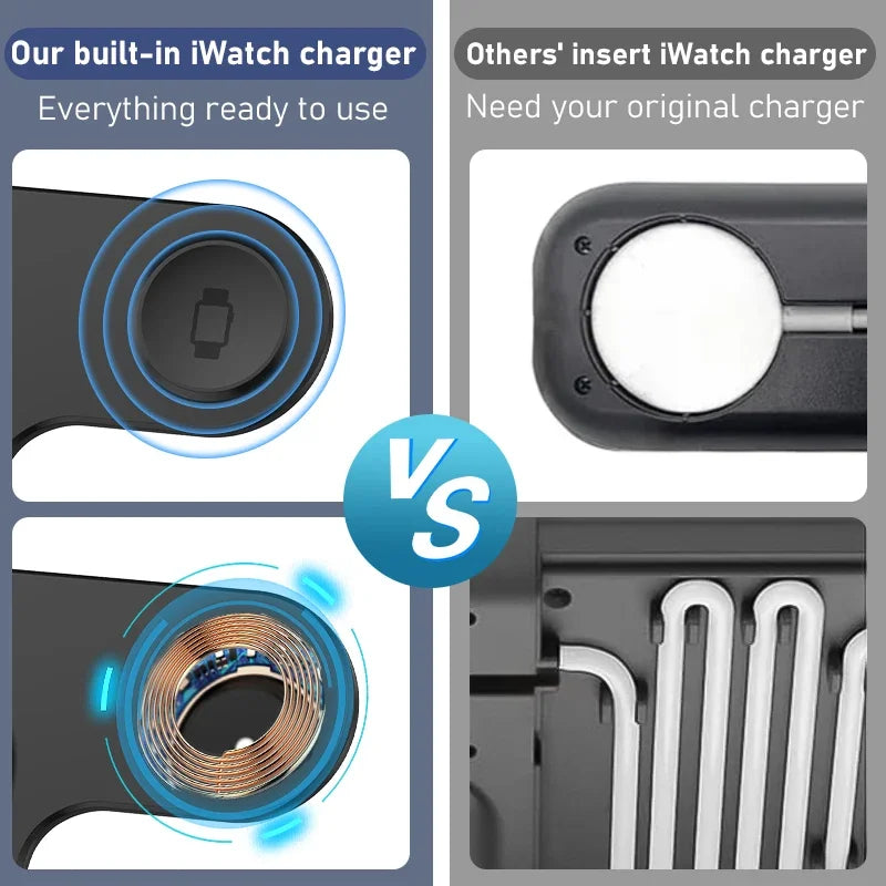 300W Fast Wireless Charger Stand Pad Foldable Fast Charging Station Dock for iPhone 16 15 14 13 12 Pro Max Apple Watch Airpods