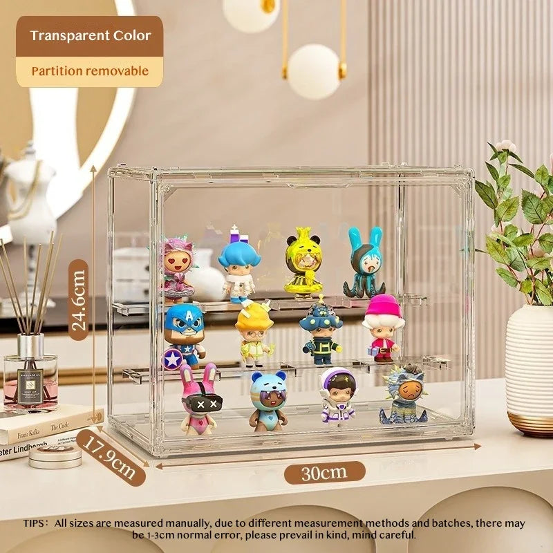 Large Capacity Dustproof Acrylic Display Case Blind Box Collectible Action Figure Mini Doll Desktop Storage Showcase Organizer